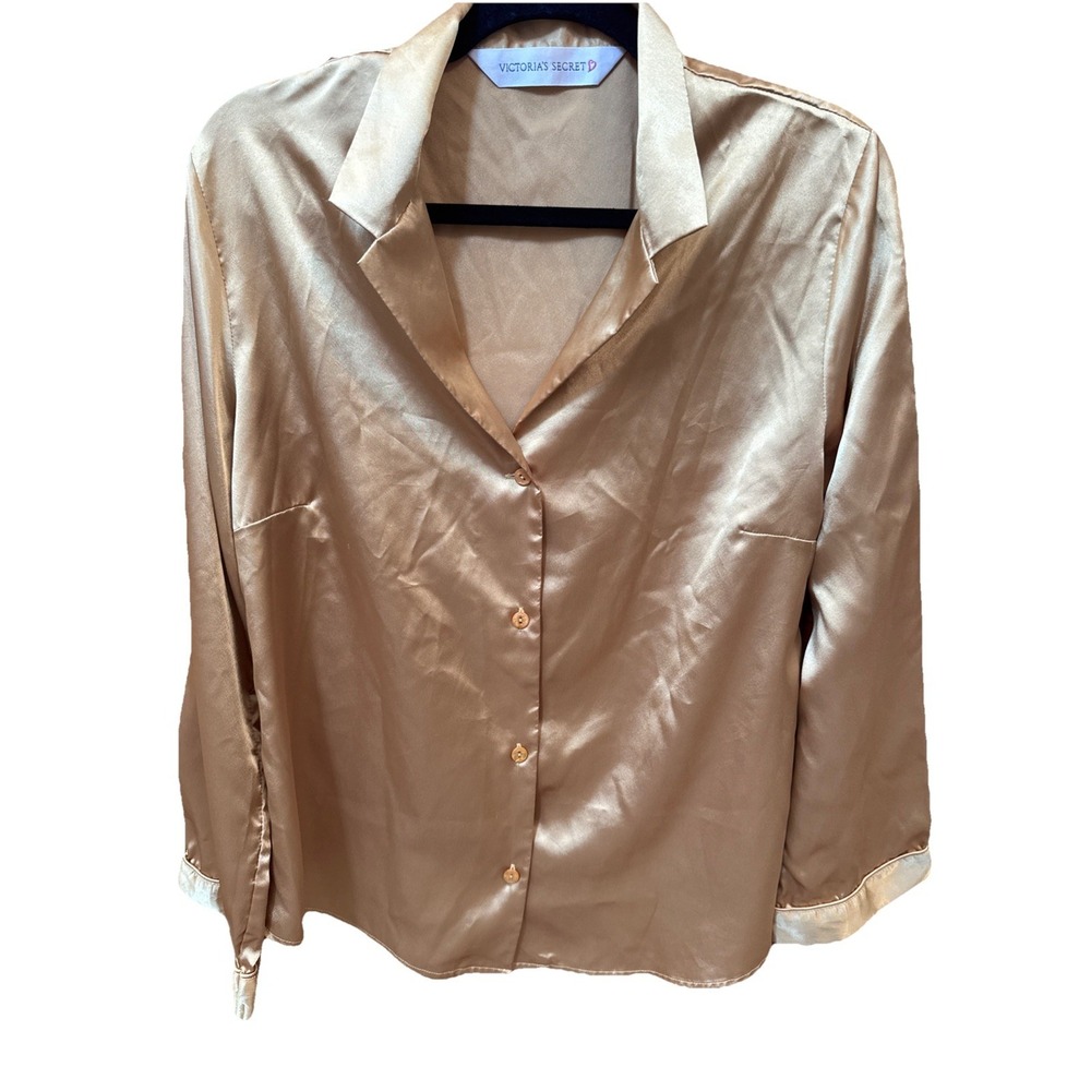 Vintage Victoria's Secret Gold Satin Night Shirt Pajama size Medium